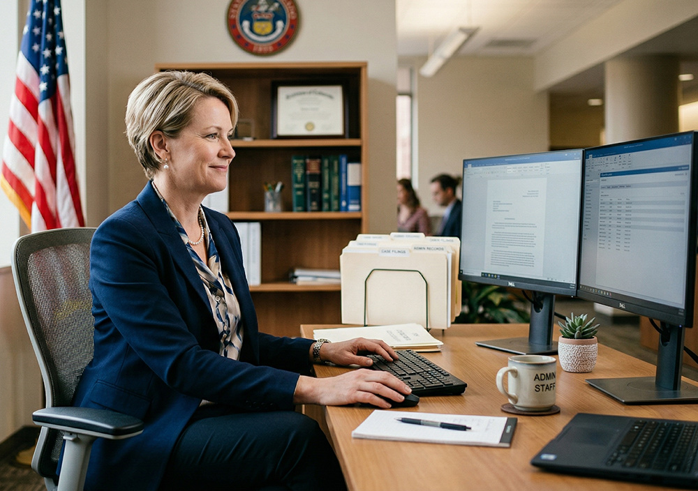 Court administrator using ODR.com to manage traffic cases